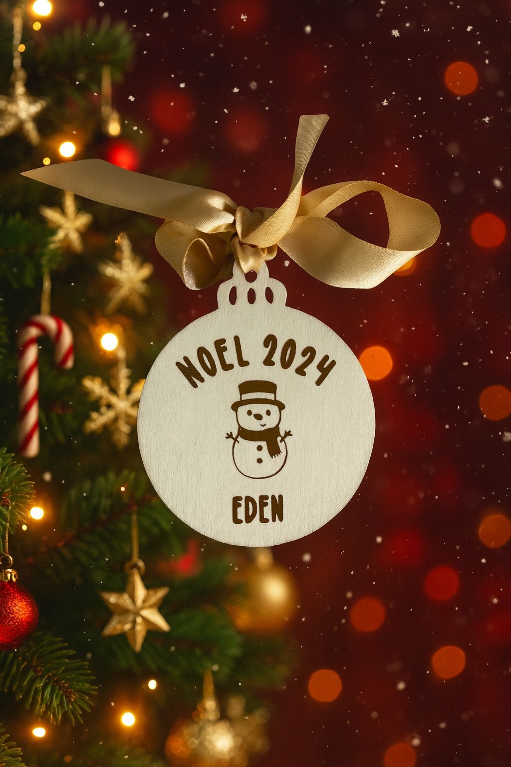 Boules de Noël en bois personnalisables