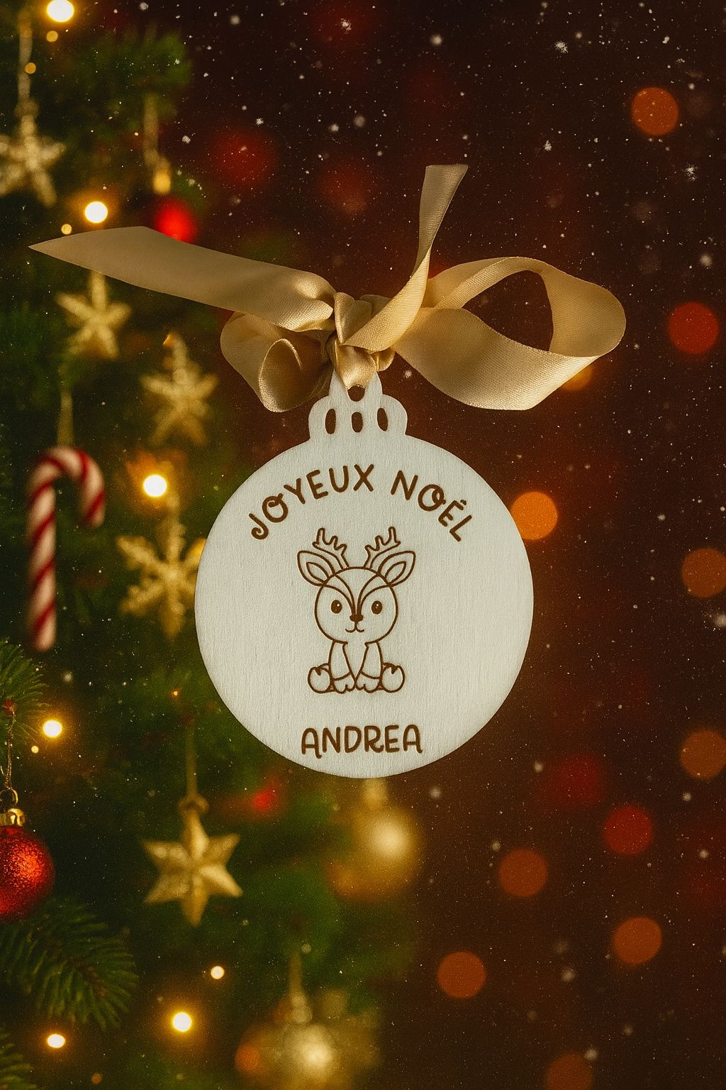 Boules de Noël en bois personnalisables