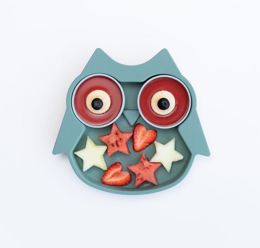 Assiette en silicone avec pots Hibou